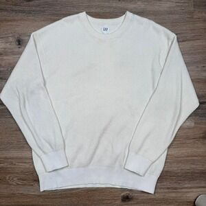 heavyweight white cream gap ribbed knit sweater